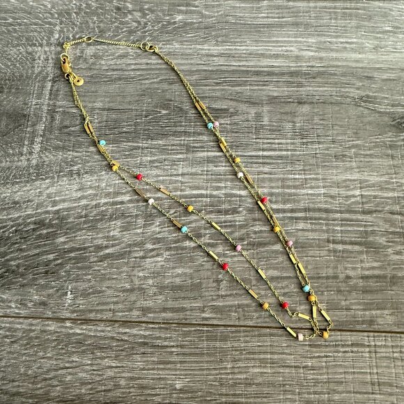 Madewell Jewelry - Madewell Multi Colored Bead Chain 2 Layered Necklace